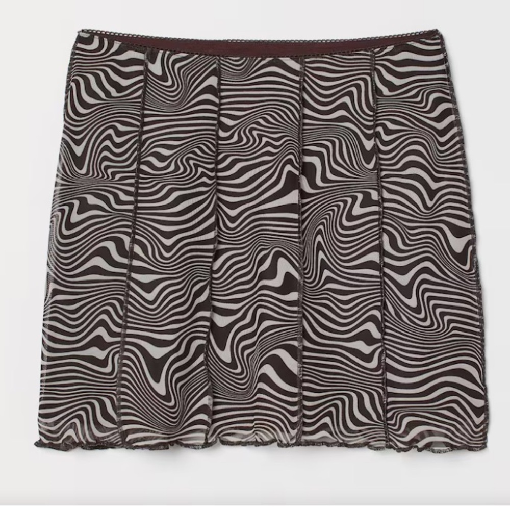 🎁Like New H&M Brown/White psychedelic Mini Skirt XXS/XS (0-4)